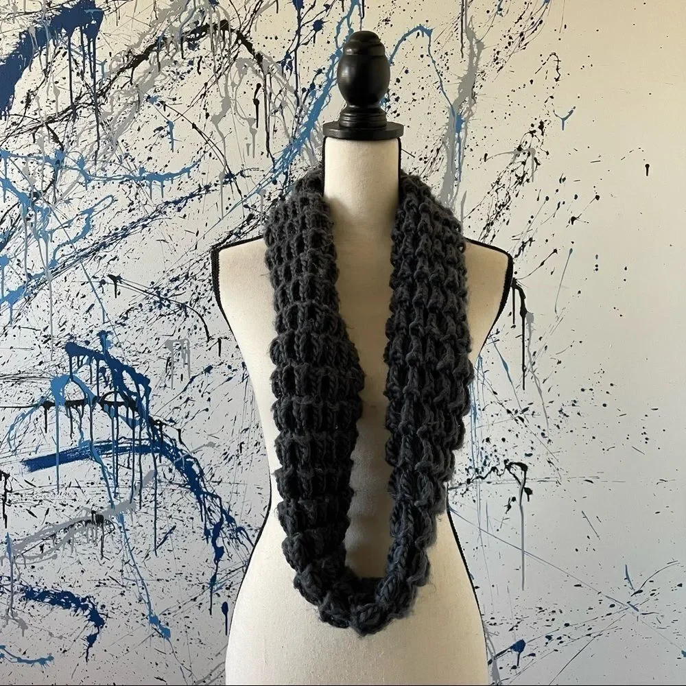 Charcoal Warm and Soft Crocheted Infinity Scarf